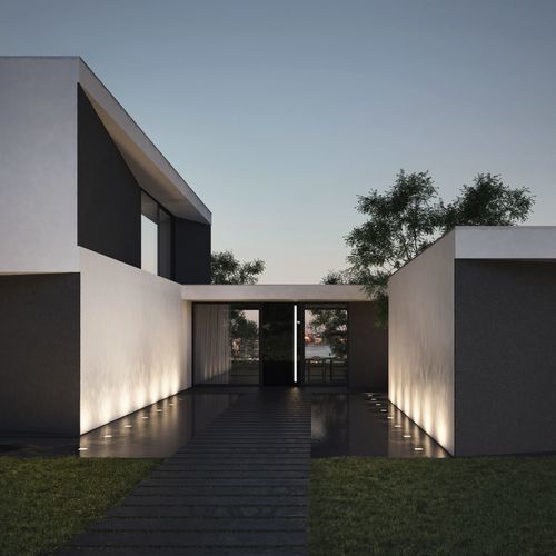 Porte d'entrée - AD UP 90 - Schüco - aluminium / battante / contemporaine