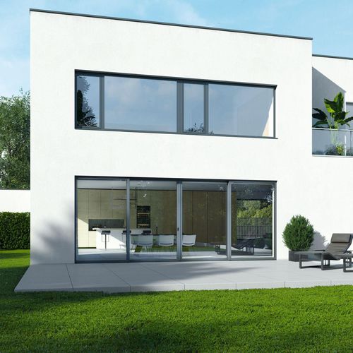 Fenêtre en verre - SYMBIOTIC - Schüco - aluminium / en acier / en EPDM