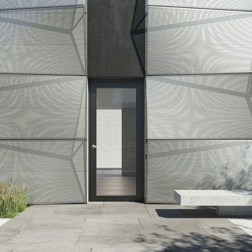Porte d'entrée - AD UP 75 BL - Schüco - en aluminium / en inox / battante