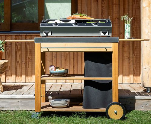 Chariot pour bac gastronorme - MOBILOT - ENO PLANCHA - en inox / en robinier