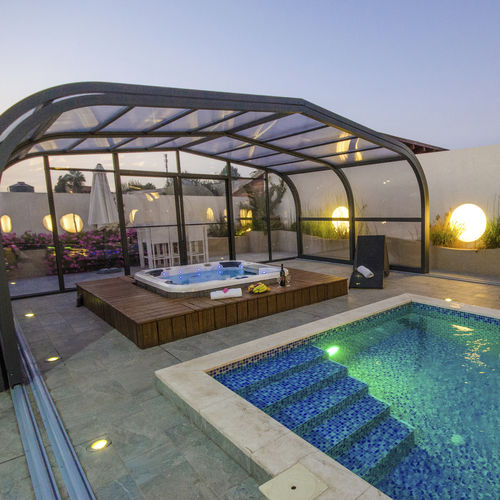 Abri de piscine haut - VLT VEGA LINE TELESCOPICA  - VEGAMETAL - télescopique / en aluminium / en acier inoxydable
