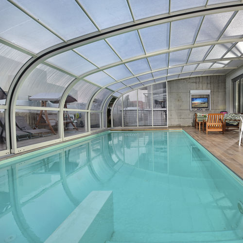 Abri de piscine adossé - VLT ADOSADA TELESCÓPICA  - VEGAMETAL - télescopique / en aluminium / en polycarbonate