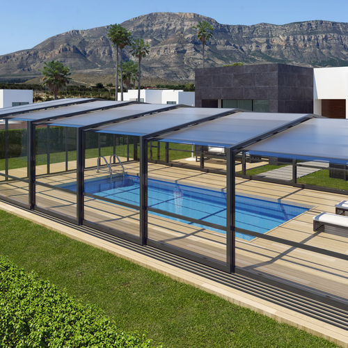 Abri de piscine mi-haut - VEGA SUN 3 ANGULOS - VEGAMETAL - télescopique / en aluminium / en polycarbonate