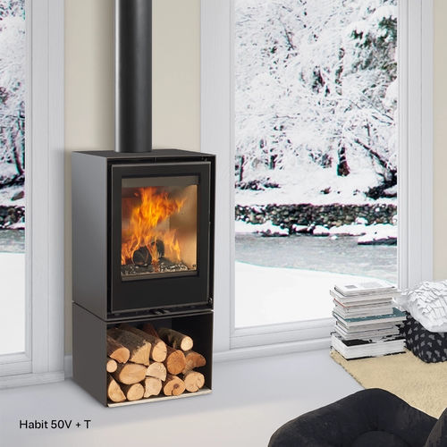 Poêle à bois - Vertical Habit - ROCAL - 5 kW - 10 kW / à poser / contemporain
