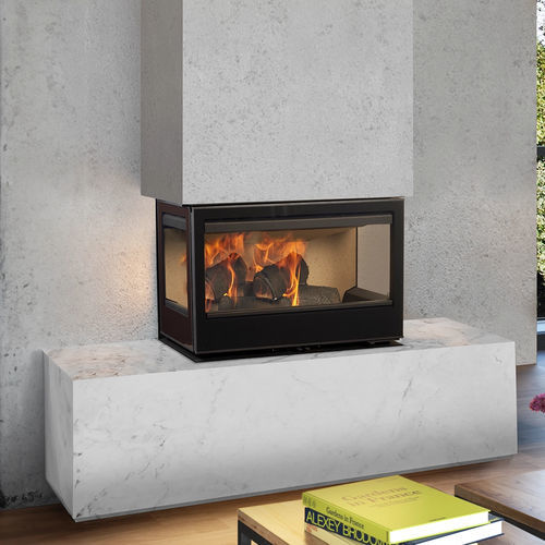 Insert de cheminée à 3 faces - ARc - ROCAL - à bois / en acier / à convection forcée