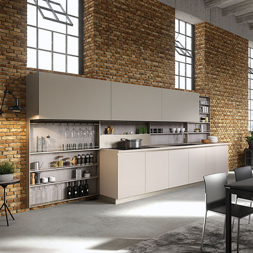 Cuisine contemporaine - LAB13 - ARAN Cucine - en placage de bois / en bois laqué / avec îlot
