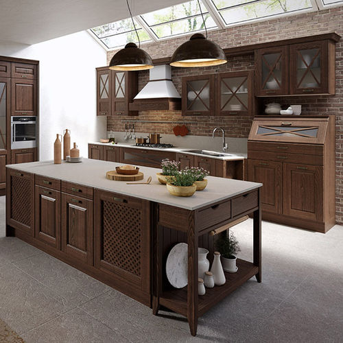Cuisine classique - BELLAGIO - ARAN Cucine - en bois laqué / avec îlot / avec poignée