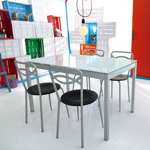 Table contemporaine - BARBARA - ARAN Cucine - en verre / rectangulaire / à rallonge