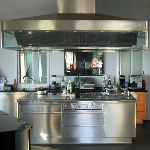 Cuisine contemporaine - SUR MESURE - FRANCE INOX INDUSTRIE - en inox / en L / sur mesure