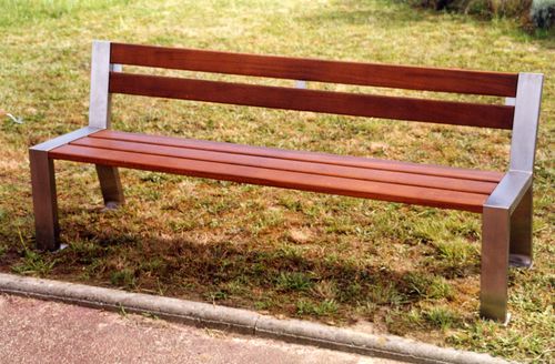Banc public contemporain - ZÉPHIRIN PREMIUM - FRANCE INOX INDUSTRIE - en bois exotique / en pin / en inox