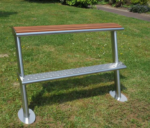 Banc public contemporain - CAMPUS - FRANCE INOX INDUSTRIE - en bois / en inox / assis-debout