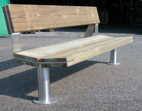 Banc public contemporain - HARMATTAN - FRANCE INOX INDUSTRIE - en bois / en métal / avec dossier
