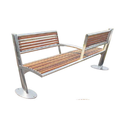 Banc public classique - TRAMONTANE VIS-A-VIS - FRANCE INOX INDUSTRIE - en bois / en inox / avec dossier