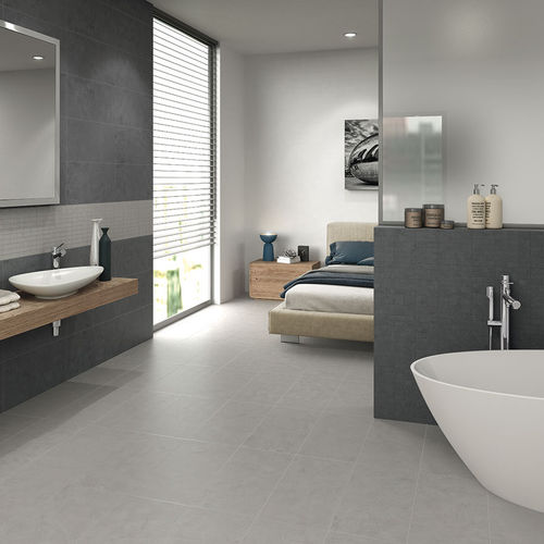 Carrelage en grès cérame - TRACE : CARBON - Eiffelgres - bouchardé / de salle de bain / mural