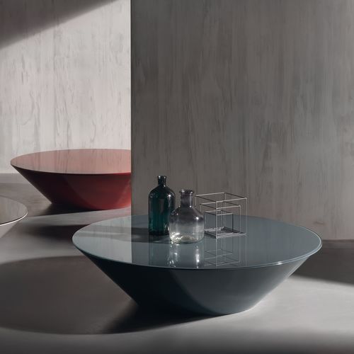 Table basse contemporaine - POND  - Acerbis - en verre / en pierre / avec piètement en polyuréthane