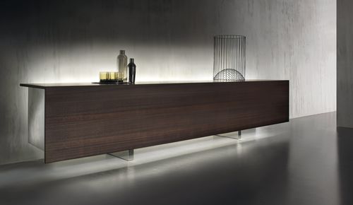 Buffet contemporain - LUDWIG   - Acerbis - en bois laqué / en acier inoxydable poli / avec éclairage intégré