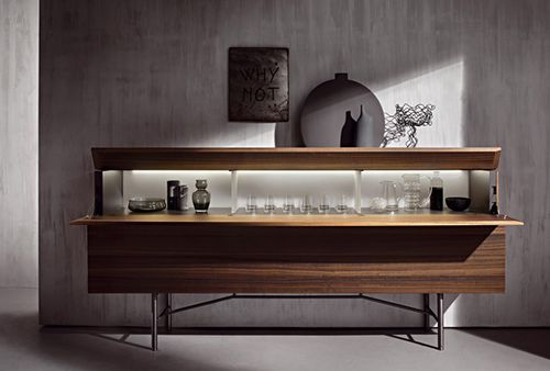 Buffet contemporain - GRAND BUFFET - Acerbis - en bois laqué / en chêne / en métal