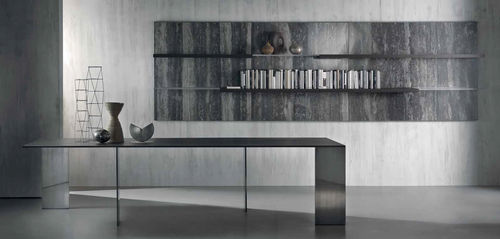 Table contemporaine - AXIS - Acerbis - en bois / en verre / avec piètement en acier