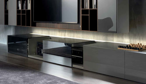 Ensemble TV mural contemporain - N.C. GROUND CASE - Acerbis - en bois