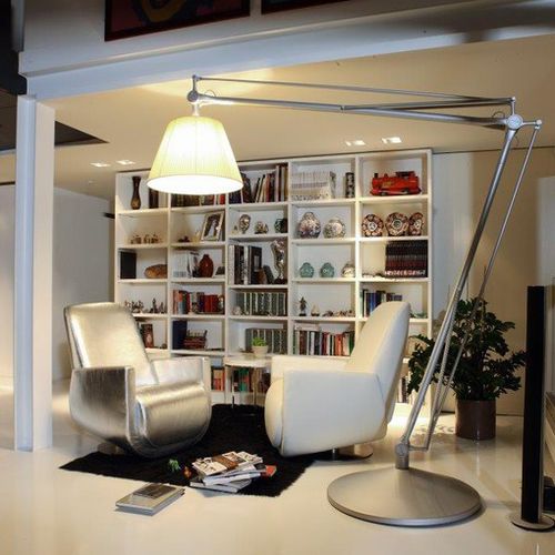 Fauteuil contemporain - WOA - Alpa Salotti - en cuir / piètement central / pivotant