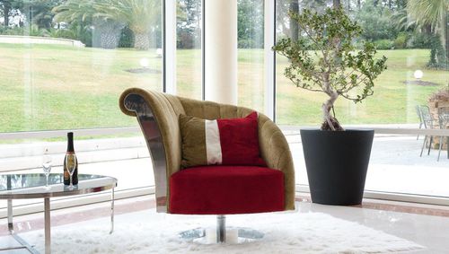 Fauteuil de style - ITALIA - Alpa Salotti - en tissu / piètement central / pivotant