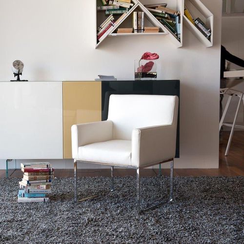 Fauteuil contemporain - ROSITA - Alpa Salotti - en cuir / luge