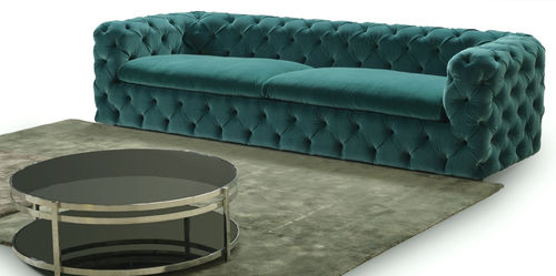 Canapé chesterfield - BLUMOON - Alpa Salotti - en tissu / bleu / 3 places