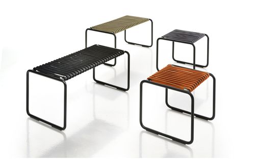 Tabouret contemporain - RADA - ALTEK ITALIA DESIGN - en corde / avec piètement en fer / luge