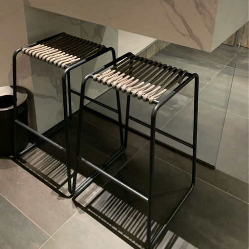 Tabouret de bar contemporain - RADA - ALTEK ITALIA DESIGN - en corde / avec piètement en fer / luge