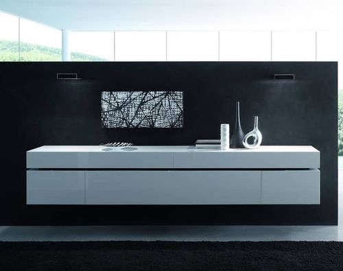 Buffet mural - LOUNGE SOSPESE - Rossetto Armobil - contemporain / en bois laqué