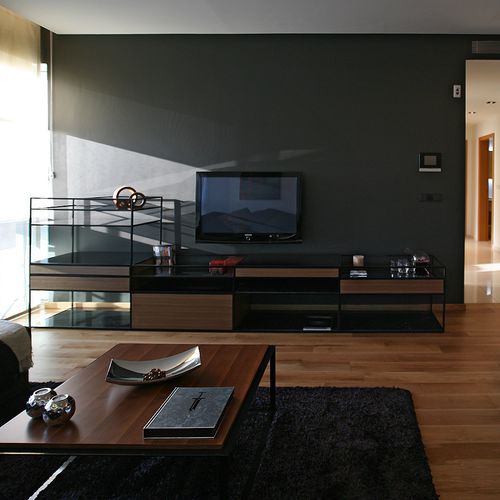 Meuble TV contemporain - JEST - B&T Design - lowboard / en bois / en verre