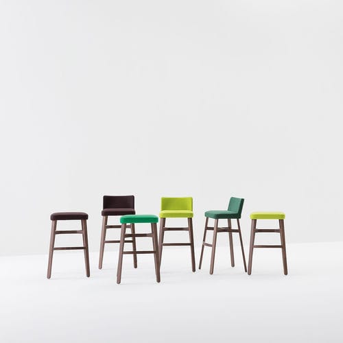 Tabouret de bar contemporain - CROISSANT - Billiani - avec piètement en hêtre / tapissé / pour restaurant