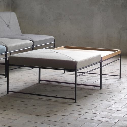 Ottoman contemporain - UNIT - Blå Station - en tissu / en cuir / carré