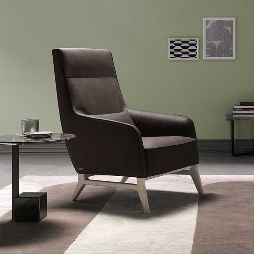 Fauteuil contemporain - Ascot - Bodema - en tissu / en cuir / en bois