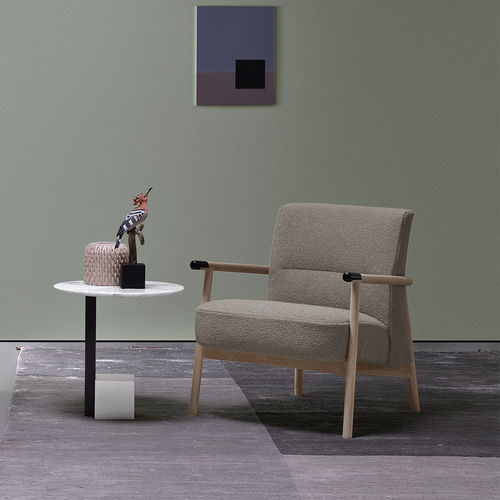 Fauteuil contemporain - Hailey - Bodema - en tissu / en cuir / en noyer