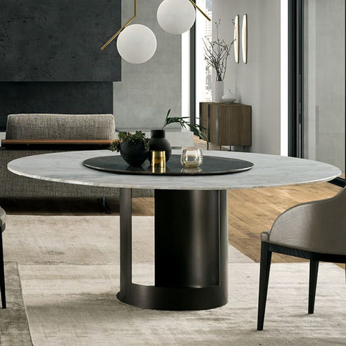 Table à manger contemporaine - Ci - Bodema - en MDF laqué / en marbre / avec piètement en tôle d'acier