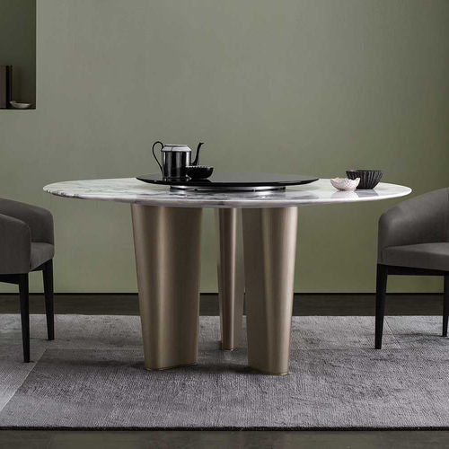 Table à manger contemporaine - Otto - Bodema - en marbre / avec piètement en MDF / ronde