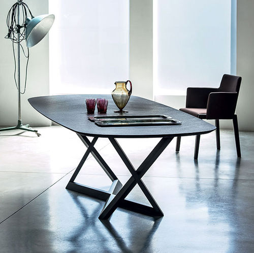 Table contemporaine - BRIDGET - Bross Italia - en chêne / en verre / avec piètement en bois massif
