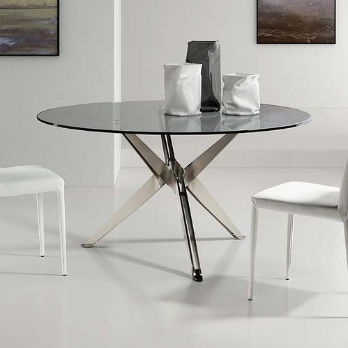 Table contemporaine - TETRIS - Bross Italia - en acier / en cristal / avec piètement en acier