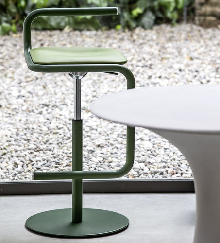 Tabouret de bar contemporain - FIVE - Bross Italia - en bois / avec piètement en métal / à hauteur réglable