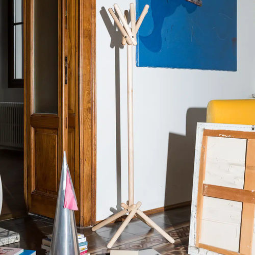 Porte-manteau sur pied - Broomstick Uno - Campeggi - contemporain / en érable / bleu