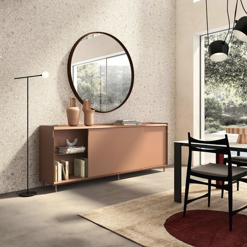 Buffet contemporain - FLYER - Capo D'Opera Home - en bois laqué mat / en verre / à portes coulissantes