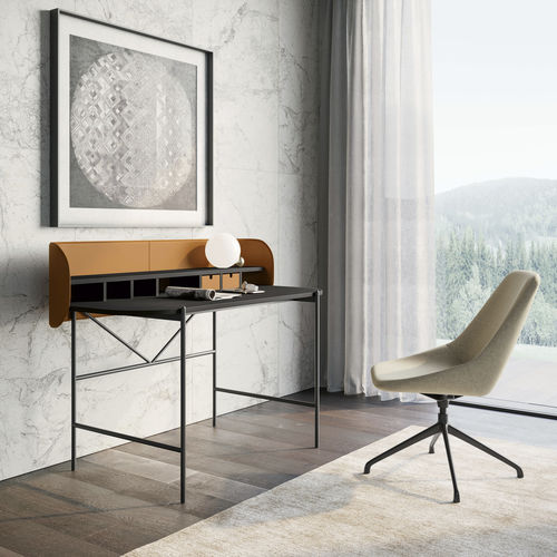 Bureau sur pied - SUPERNOVA - Dall'Agnese - contemporain / en cuir / en bois laqué