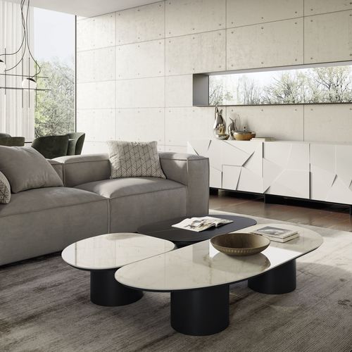 Table basse contemporaine - ATOLLO - Dall'Agnese - en grès cérame / avec piètement en métal / résidentielle