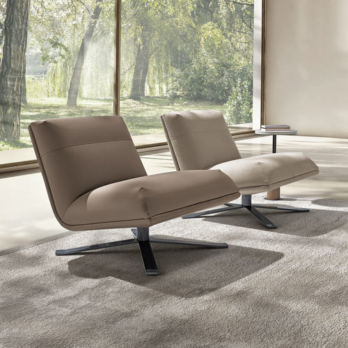 Fauteuil contemporain - Scott - maxdivani - en tissu / en cuir / en bois