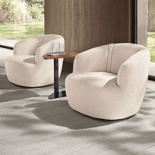 Fauteuil contemporain - Ember - maxdivani - en tissu / en cuir / en bois