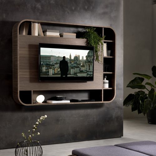 Meuble TV contemporain - VISION - Pacini & Cappellini - avec étagères / Fabriqué en Italie / en noyer