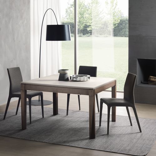Table à manger contemporaine - PLURIMO - Pacini & Cappellini - en frêne / en béton / avec piètement en bois massif