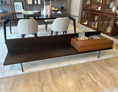 Support TV sur pied contemporain - PLANK - Pacini & Cappellini - avec tiroirs / Fabriqué en Italie / en noyer