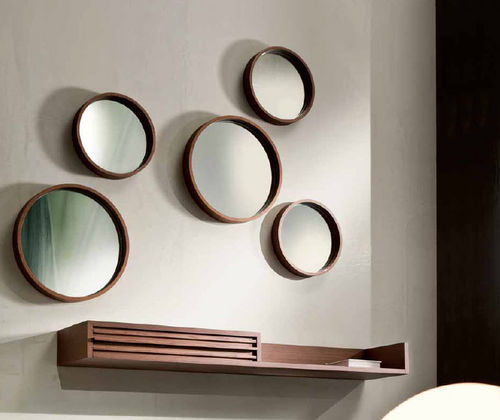 Miroir mural - OBLÒ - Pacini & Cappellini - contemporain / rond / en bois laqué